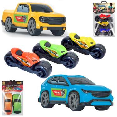 Imagem de Kit Veículos Mini Bs Toys: 2 Carrinhos e 3 Motos - Brinquedo Menino Pr