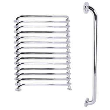 Imagem de Alça Barra de Apoio Suporte 80cm Inox Kit 14 Uni Banho Deficiente Idos