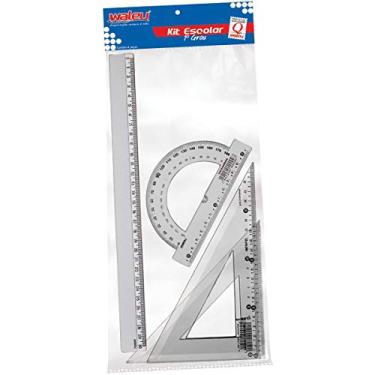 Imagem de Kit Régua Escolar 1º Grau MAXCRIL - Blister 4 Peças