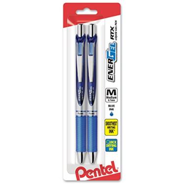 Imagem de Caneta de gel líquido retrátil Pentel EnerGel RTX, linha média, 0,7 mm, Azul, 2 Pack