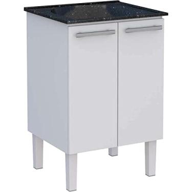 Imagem de Gabinete de Lavanderia Branco em Aço 60x50 cm com Tanque Sintético Preto Venus Cozimax