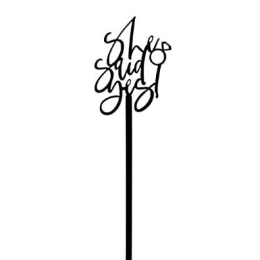 Imagem de The Cotton & Canvas Co. She Said Yes Drink Stirrer, Wedding, Miss to Sr., Noivado, chá de noiva, conjunto de 12, preto