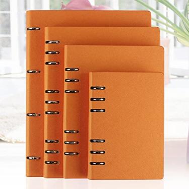Imagem de Caderno de couro falso A4 A6 B5 A5 espiral caderno planejador capa dura escritório escritório caderno planejador fichário, laranja, tamanho A6 183x126mm