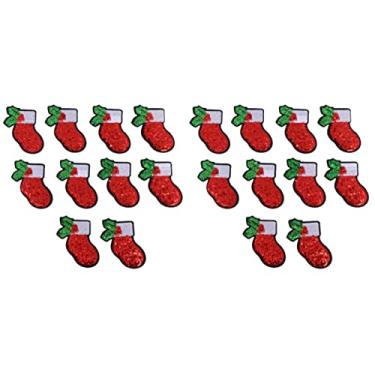Imagem de 20 Unidades Remendo De Pano Bordado Acessórios De Bordado Ferro De Natal Em Patch Costura De Natal Em Decorações Enfeites De Apliques De Natal Cole No Remendo Lantejoulas Roupas