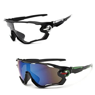 Imagem de Óculos De Sol Ciclismo Espelhado + Noturno Kit 2 Unidades