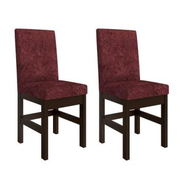 Imagem de Conjunto De 2 Cadeiras Zima Suede Tabaco E Vinho - Zamarchi