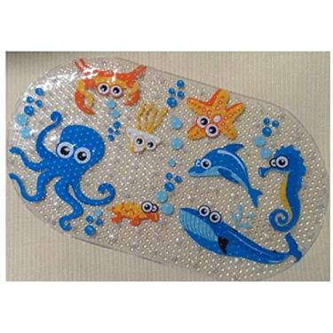 Imagem de SHENGANG Tapete de banho antiderrapante almofada de chuveiro de massagem com desenho animado de sucção tapete de banho infantil tapete de banheiro tapete de banheira, 13,38x69cm