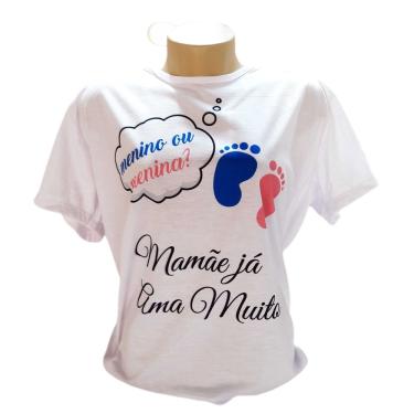 Imagem de Camiseta Baby Look Branca Menino Ou Menina Surpresa Para Mamãe