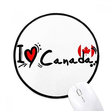 Imagem de I Love Canada Word Flag Heart Mouse Pad Desktop Office Tapete redondo para computador