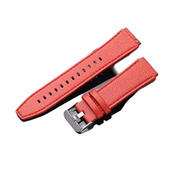 Imagem de HAZELS Pulseira de pulseiras de couro de 22mm para Huawei Watch GT 2 Pro GT2 2e Pulseira de substituição de pulseira de relógio inteligente GT 3 46mm GT Runner acessórios (cor: vermelho,