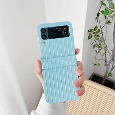 Imagem de Capa de telefone com caixa de bagagem listrada cor doce moda para Samsung Galaxy Z Flip 3 ZFlip 3 4 ZFlip4 5G, azul, para Galaxy Z Flip 4