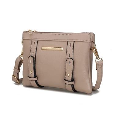 Imagem de MKF Bolsa tiracolo feminina – Bolsa feminina de couro PU – Bolsa carteiro lateral, alça de ombro, Cinzento-acastanhado, Medium