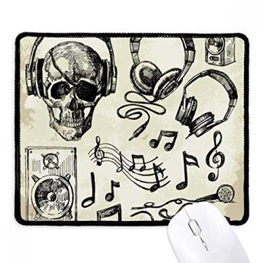 Imagem de Fone de ouvido com estampa de instrumento musical Mousepad com borda costurada, tapete de borracha para jogos