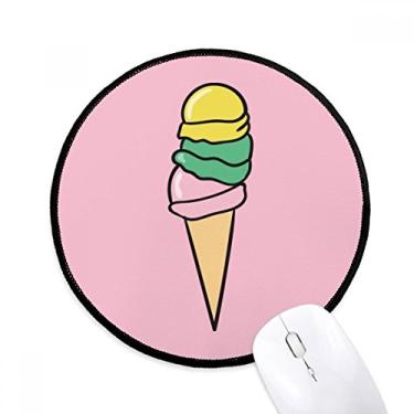 Imagem de Mouse pad amarelo verde rosa sorvete doce desktop escritório tapete redondo para computador