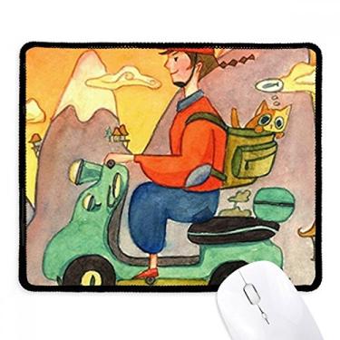 Imagem de Miaoji Mouse pad de pintura aquarela para gatos fazendeiro com borda costurada Tapete de borracha para jogos