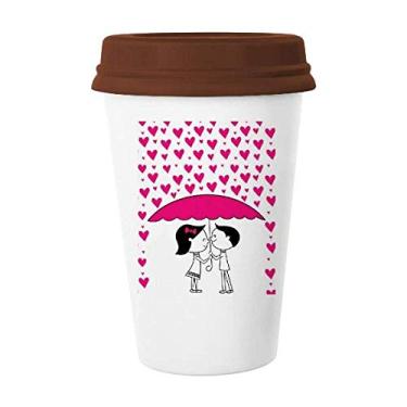 Imagem de Caneca de cerâmica para casais Dia dos Namorados Kissing Coffee Drinking Glass Pottery Cup Lid