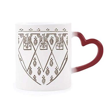 Imagem de Caneca de arte barroca preta branca com ilustração de pena sensível ao calor Caneca de grés que muda de cor vermelha