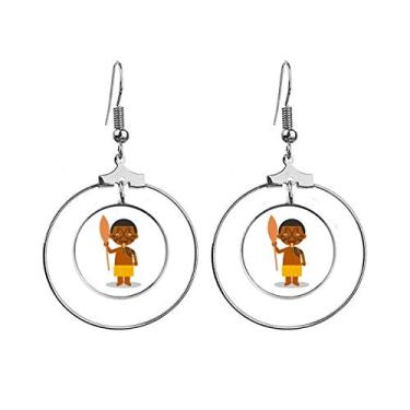 Imagem de Brincos Quant pretos com desenho da Nova Zelândia pendentes joia círculo gota