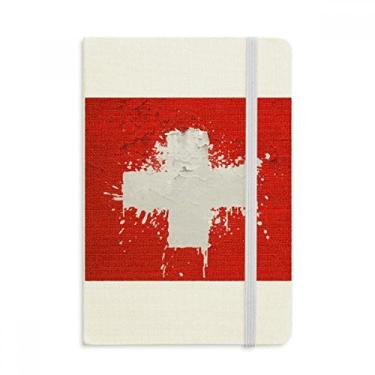 Imagem de Caderno com estampa de bandeira abstrata da Suíça, capa dura de tecido, diário clássico