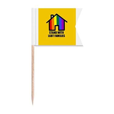 Imagem de Stand With LGBT Families Art Deco, presente moderno com bandeiras de palito de dentes, marcação de etiquetagem para bolo de festa, comida de queijo