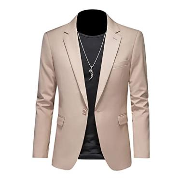 Imagem de Jaqueta Blazer Masculina, 1 Botões Slim Fit Casaco Esportivo Plus Size Ternos de Negócios para Jantar, Formatura, Festa, T, 3GG (185