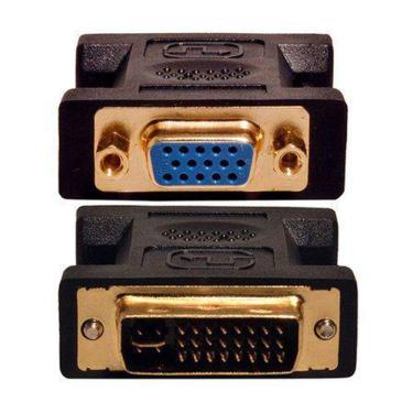Imagem de Adaptador Vga Femea P/ Dvi-I Macho Preto