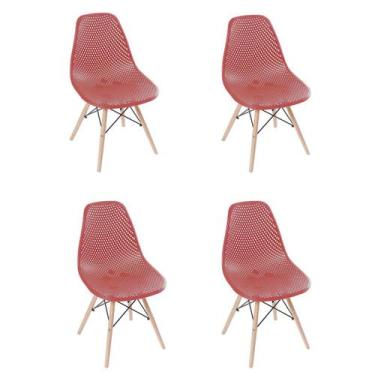 Imagem de Kit 4 Cadeiras Eames Design Colméia Eloisa Vinho - Homelandia