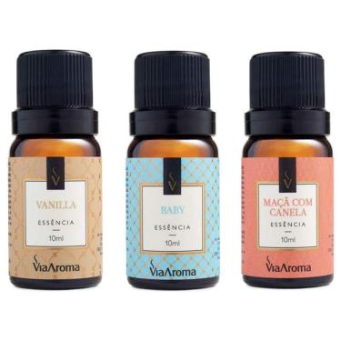 Imagem de Kit 3 Essências Via Aroma De Aromatizador Aromaterapia 10ml - Baby, Vanilla e Maça Canela