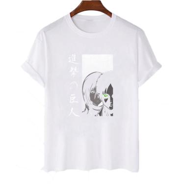 Imagem de Camiseta feminina algodao Attack On Titan Eren e Mikasa