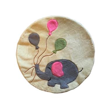 Imagem de Tapete Pelúcia Elefante 90cm x 90cm Redondo Decorativo Quarto Infantil Base Emborrachado - Palha
