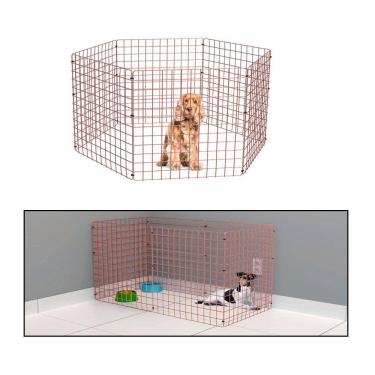 Imagem de Cercado Móvel Cachorro Pequeno Porte Gato Porquinho da Índia Cercadinho Pet 6 Telas 60cm Altura Rose