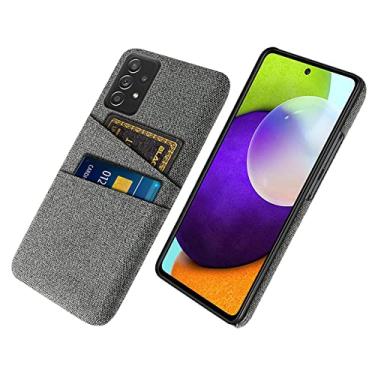 Imagem de Capa de telefone com cartão duplo de tecido luxuoso para Samsung Galaxy A52 A52S M33 M53 A53 A 52S 5G A72 A12 S22 Ultra Plus S21 S20 FE Capa, cinza escuro, Galaxy S10e 5,8 POLEGADAS