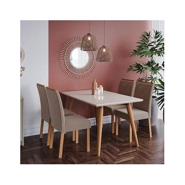 Imagem de Mesa de Jantar Cimol Agnes com 4 Cadeiras - Madeira/Off White/Joli
