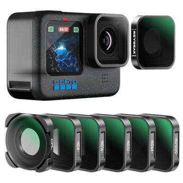 Imagem de REYGEAK Conjunto de filtros de lente CPL ND8 ND16 ND32 ND64 ND1000 compatível com GoPro Hero 11 10 9, acessórios de densidade neutra e polarização, moldura de liga de alumínio (H9-6P-CPLnND)