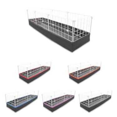 Imagem de Cercado Aramado Pet Porquinho da Índia 30x120 com Bandeja Higiênica Tapete Impermeável Fácil de Limpar Cercadinho Proteção Pequenos Pets Jabuti Mini Coelho