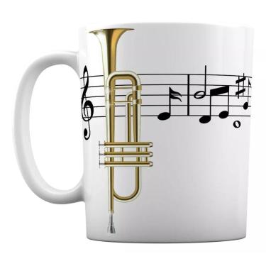 Imagem de Caneca Instrumento Musical Trompete Notas Musicais Música