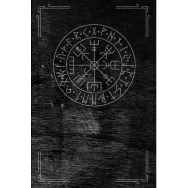 Imagem de Caderno pagão nórdico: diário forrado em branco de capa macia, caderno viking, livro de runas, runa Helm of Awe, Aegishjalmur