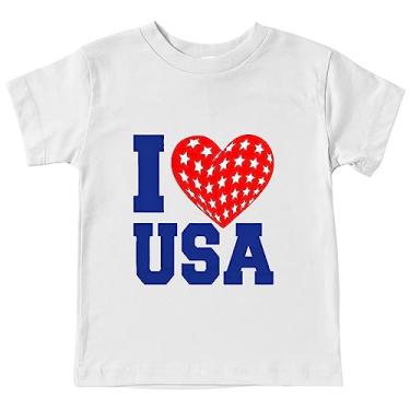Imagem de Camiseta infantil para meninos e meninas, 4 de julho, estampa de letras americanas, camiseta patriótica Dia da Independência para crianças, A - Branco, 13-14 Anos