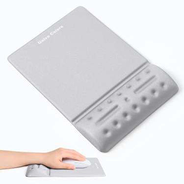 Imagem de univo colors Mouse pad cinza com suporte de pulso ergonômico descanso de pulso gel almofada de pulso para mouse computador laptop mesa escritório jogos desktop base antiderrapante fibra de espuma de memória macia tapete de rato bonito descanso de gel