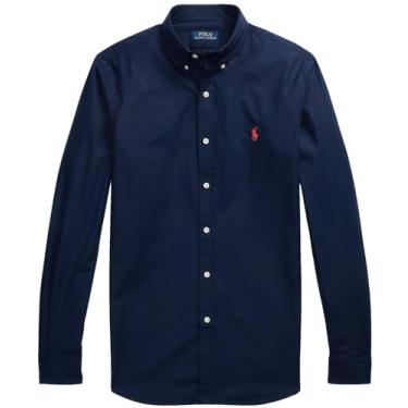 Imagem de Polo Ralph Lauren Camiseta masculina Oxford de ajuste clássico com botões, Ralph Lauren, azul-marinho, GG