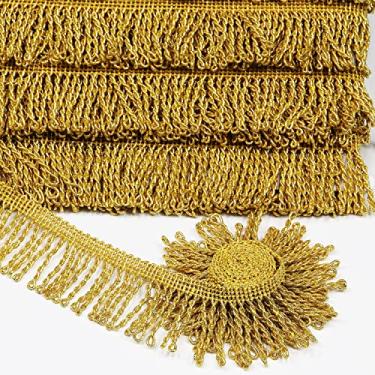 Imagem de 10 metros 4,5 cm/1,8 polegadas de largura, acabamento de franja de costura dourada, franja para saia vestido de casamento abajur decoração (dourado)