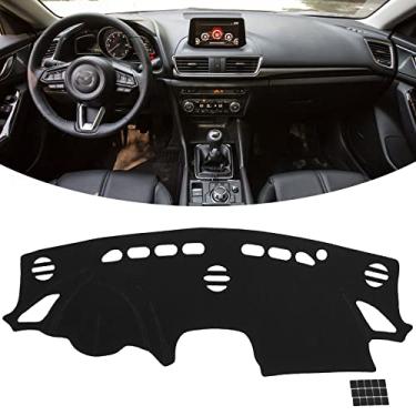 Imagem de KEYOOG Capa de painel de painel de painel adequado para 2018-2014 Ma-zda 3 (sem modelos HUD), tapete de placa de painel de carro tapete antirreflexo, protetor de proteção solar antiderrapante (preto)