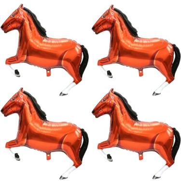 Imagem de Large Horse Balloon Horse Themed Balloon for Birthday Baby Shower Western Cowboy Party Decorations, 4 Pack 32'' Jungle Safari Forest Zoo Wildlife Animals Horse Mylar Foil Balloons