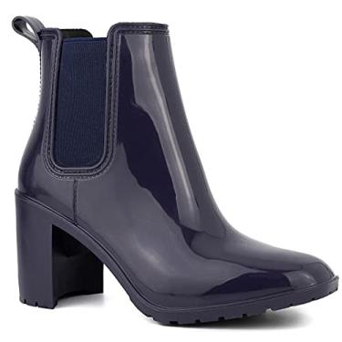 Imagem de LONDON FOG Bota de chuva feminina de salto alto Prite, Azul marino, 40