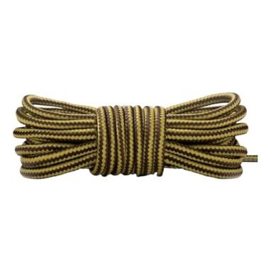 Imagem de 1 Par De Cadarços Redondos Para Botas, Cadarços Listrados De Cor Dupla Para Sapatos Casuais De Alta Gangue, Cadarços De Algodão(Color:Yellow coffee,Size:90cm)