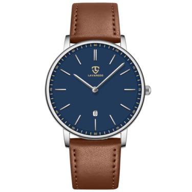 Imagem de BEN NEVIS Relógio masculino, relógio de pulso minimalista, moderno, simples, analógico, data, com pulseira de couro, 31-M8SBrowmnBlue-P, relógio masculino