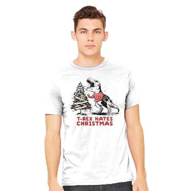 Imagem de TeeFury - T-Rex Hates Christmas - Camiseta masculina animal, Preto, 5G