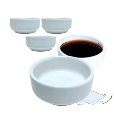 Imagem de Kit 50 Molheira Porta Shoyu Nozoki Porcelana Branca 60mL
