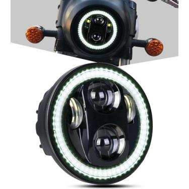 Imagem de PKEDUO Farol 5,75 para motocicleta, 14 cm, halo fumê branco DRL, compatível com 883 48 72 XG500 XG750 Wide Glide Indian Scout