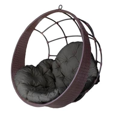 Imagem de Cadeira Balanço Ninho Suspenso De Fibra C- Almofada Impermeável Tabaco-cinza